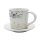 Porzellan Kaffeebecher, Tasse mit Untertasse/Teller mit Katzengesicht, H&ouml;he gesamt ca. 8 cm, Fassungsverm&ouml;gen ca. 150 ml