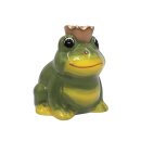 Keramik Spardose als Frosch mit Krone, Froschk&ouml;nig, Spar-Frosch, Saving-box, L/B/H: ca. 9 x 10 x 11 cm