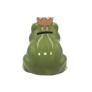 Keramik Spardose als Frosch mit Krone, Froschk&ouml;nig, Spar-Frosch, Saving-box, L/B/H: ca. 9 x 10 x 11 cm
