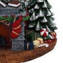 XXL Schneekugel - Weihnachtskamin mit Santa und rotierendem Tannenbaum - mit Farbwechsel und Sound, Melodie Jingle Bells, L/B/H/&Oslash; Kugel 25,5 x 20 x 22,5 cm / &Oslash; 15 cm, Batteriebetrieb AA