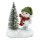 Schneekind - Schneemann mit M&uuml;tze und Schal in gr&uuml;n und rot, mit beleuchteten LED Weihnachtsbaum, L/B/H 12 x 7,5 x 14 cm.