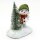 Schneekind - Schneemann mit M&uuml;tze und Schal in gr&uuml;n und rot, mit beleuchteten LED Weihnachtsbaum, L/B/H 12 x 7,5 x 14 cm.