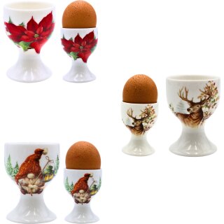 Eierbecher - Eierhalter - Eierschale aus Porzellan mit verschiedenen Motiven und Anzahl