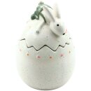 Keramik Vorratsdose - Zuckerdose mit Deckel - Hase - Osterhase auf Ei - liegend, Ma&szlig;e L/B/H 12 x 12 x 16 cm.