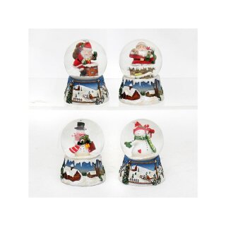Mini Schneekugel, Weihnachtsmann und Schneemann, Ma&szlig;e H/B/&Oslash; Kugel: ca. 6,5 x 5 cm/ &Oslash; 4,5 cm.