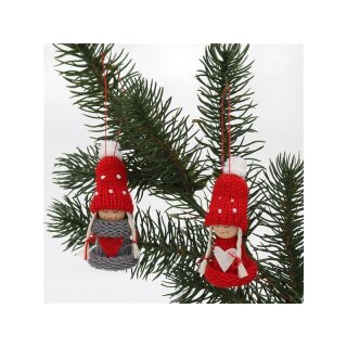 Strickp&uuml;ppchen / Weihnachtswichtel Baumbehang im 2er oder 4er Set in verschiedenen Farben w&auml;hlbar